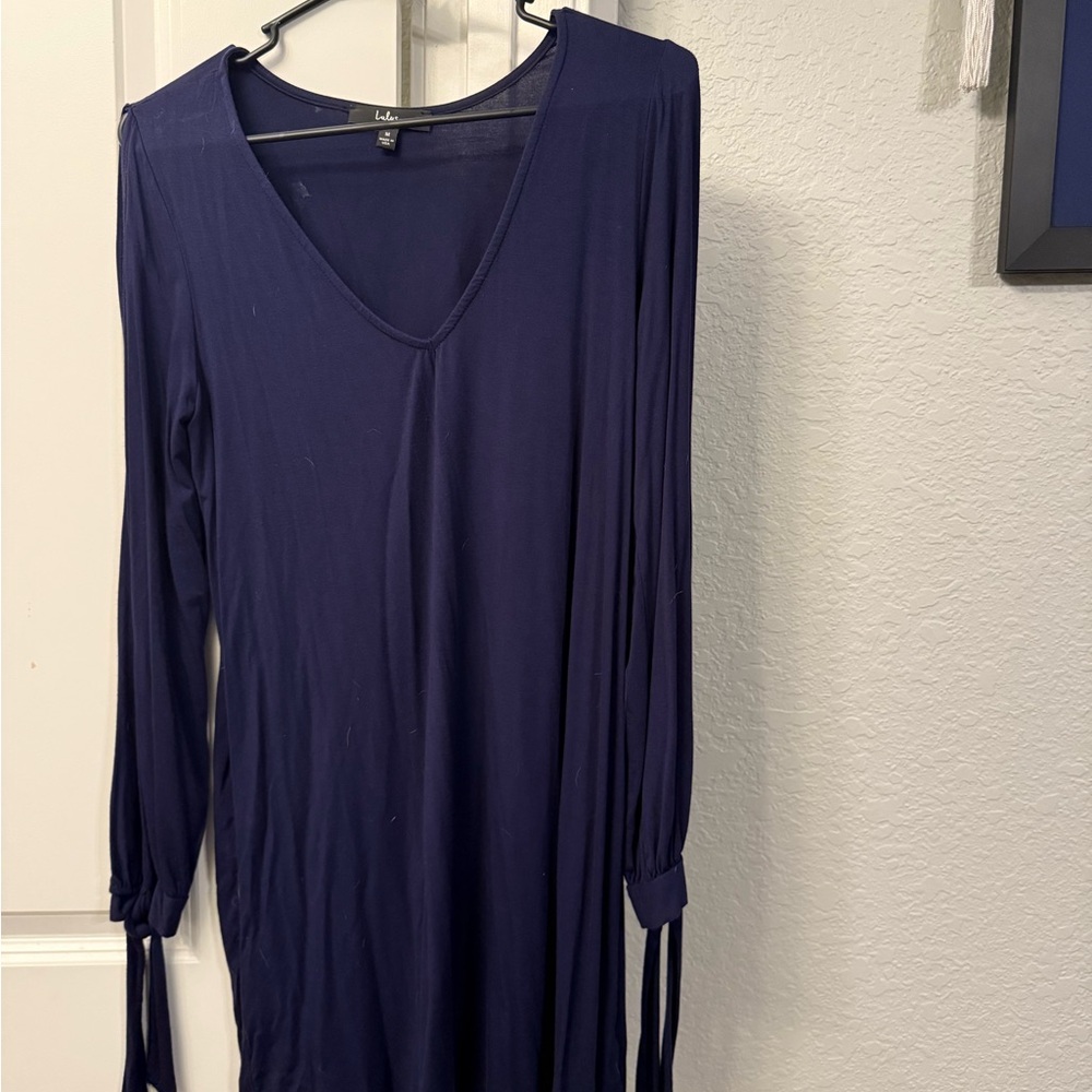 Lulu's Deep Blue V-Neck Dress